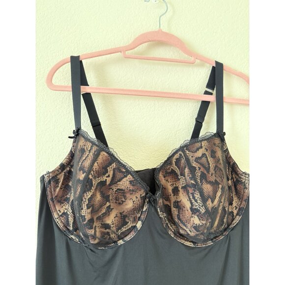 Cacique Women's Plus Size Adjustable Black Lace Slip Lingerie Size 44DD - Picture 4 of 7